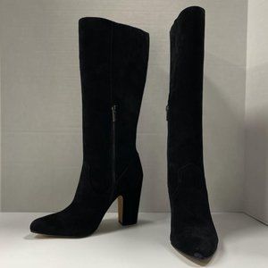 Vince Camuto Coranna Suede Fringe Detailed Tall Shaft Boots Black
